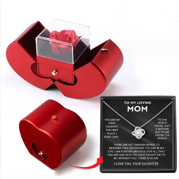 Mistora24 Red Apple Jewelry Box – Eternal Rose Necklace Gift for Women, Christmas, Mother’s Day & Valentine’s Day - Image 9