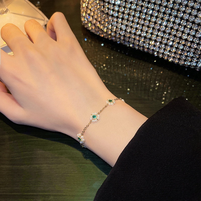 MISTORA Pearl Flowers Bracelet All-match Fashion Adjustable Chain Bracelet - Image 3