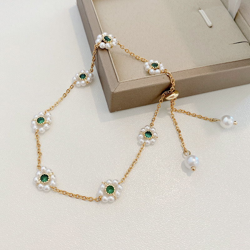 MISTORA Pearl Flowers Bracelet All-match Fashion Adjustable Chain Bracelet - Image 2