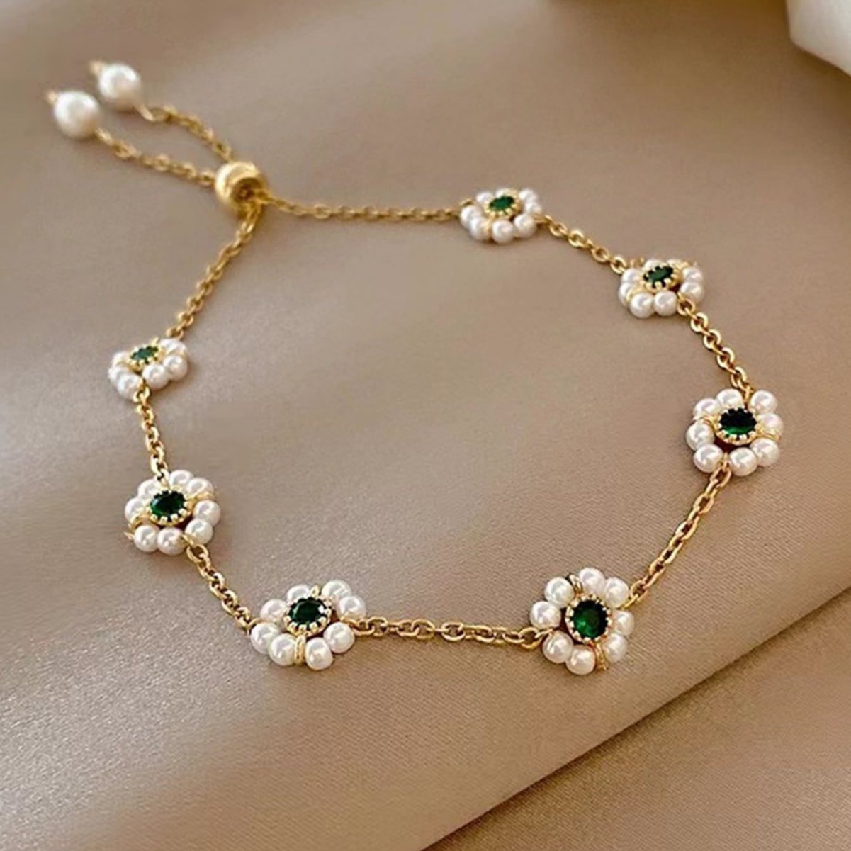 MISTORA Pearl Flowers Bracelet All-match Fashion Adjustable Chain Bracelet - Image 4