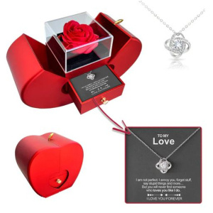 Mistora24 Red Apple Jewelry Box – Eternal Rose Necklace Gift for Women, Christmas, Mother’s Day & Valentine’s Day - Image 6