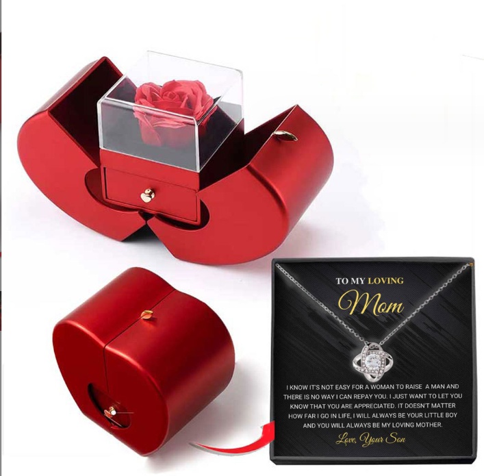 Mistora24 Red Apple Jewelry Box – Eternal Rose Necklace Gift for Women, Christmas, Mother’s Day & Valentine’s Day - Image 2