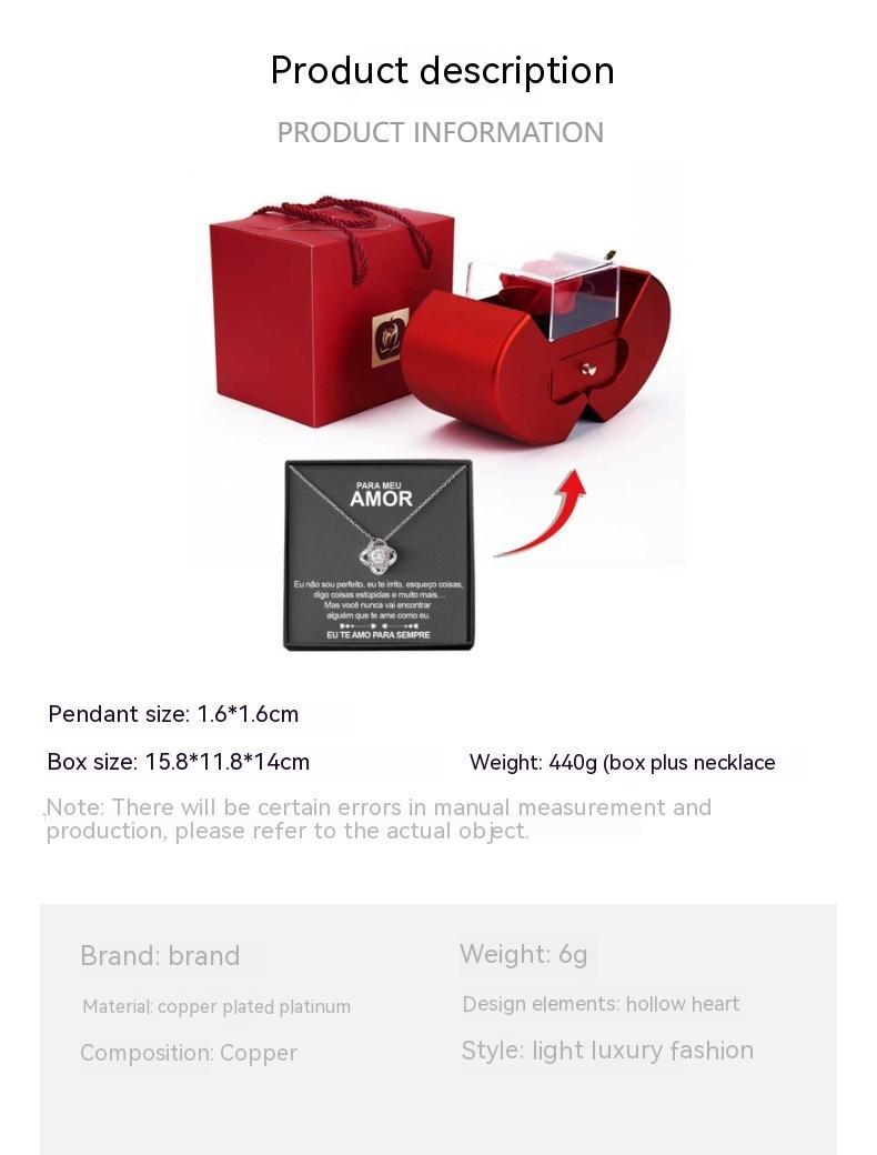 Mistora24 Red Apple Jewelry Box – Eternal Rose Necklace Gift for Women, Christmas, Mother’s Day & Valentine’s Day - Image 8